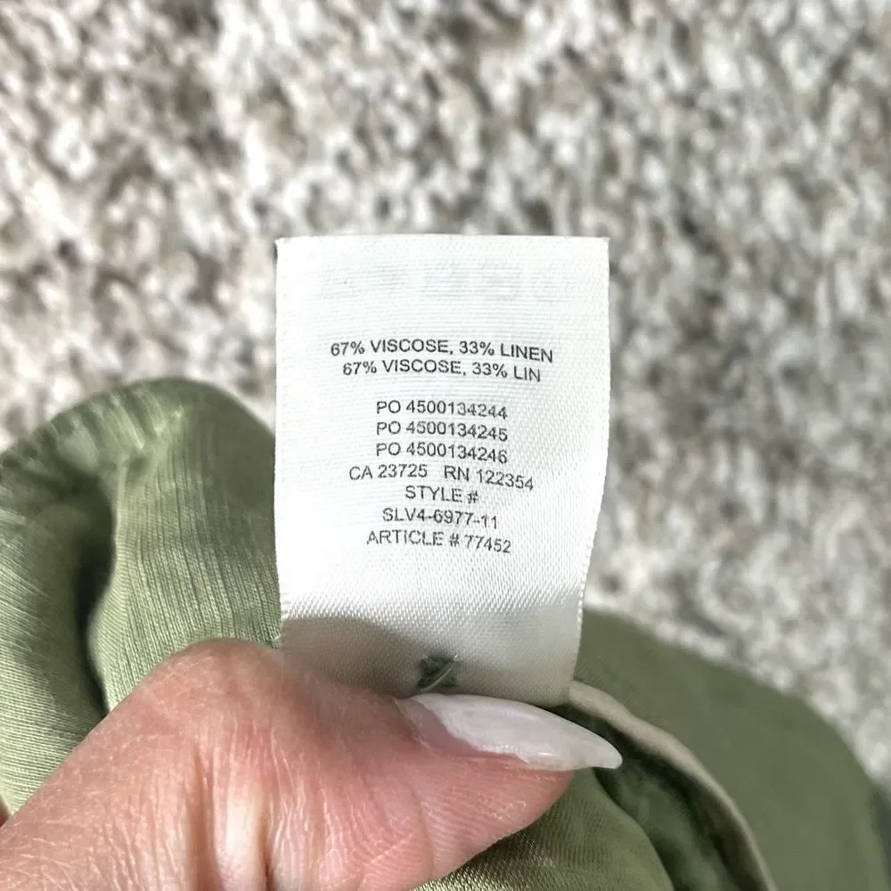 Wilfred Pants Women's 4 Aritzia Green Linen‎ Blend High Rise Ankle Cropped Cargo